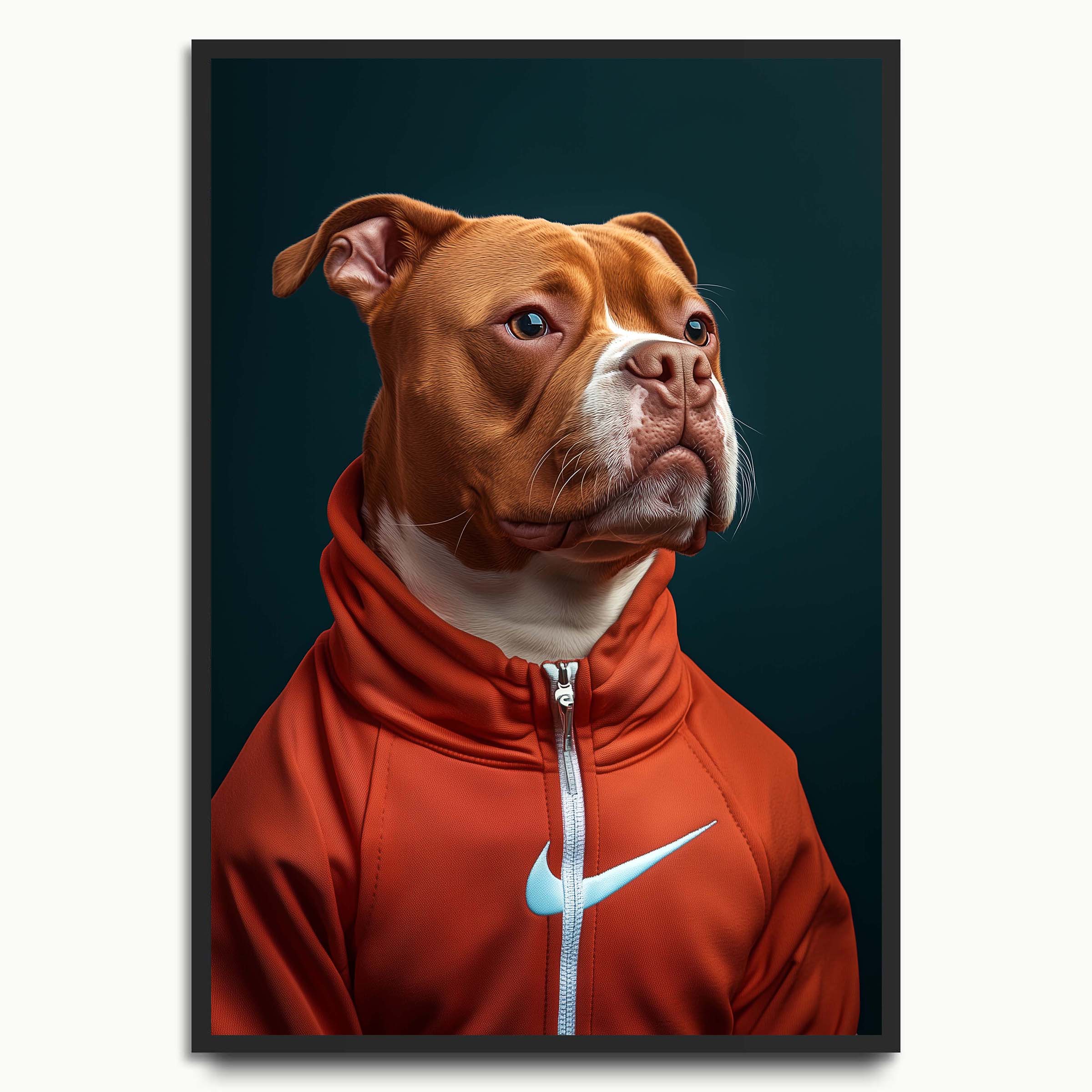 Boxer Dog in Orange Jacket