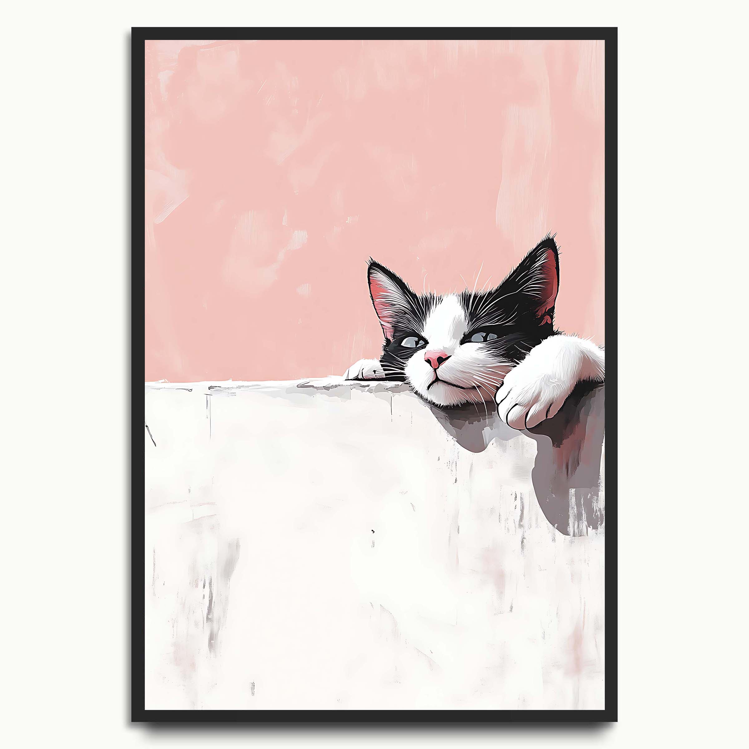 Playful Black & White Cat