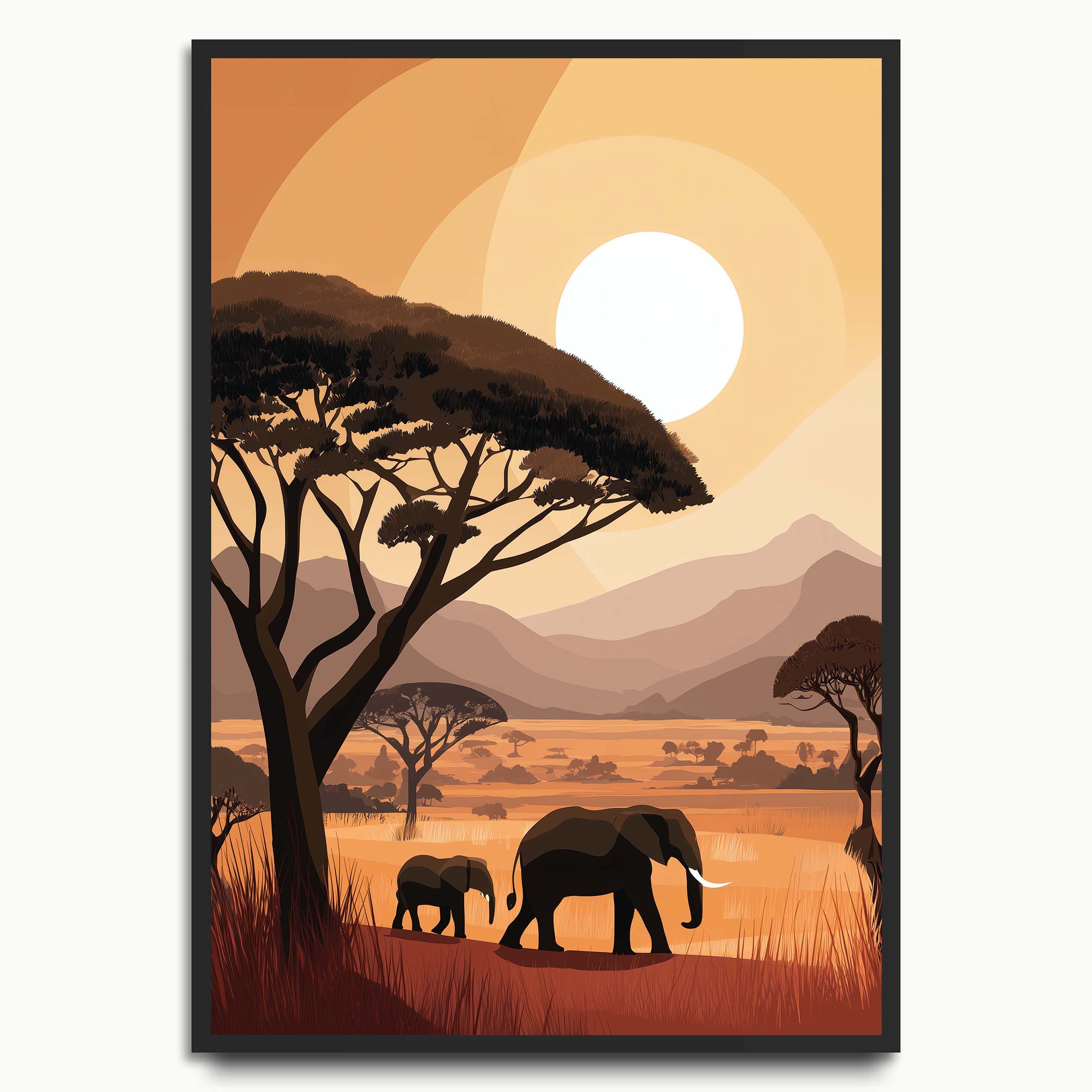Savanna Sunset Elephants