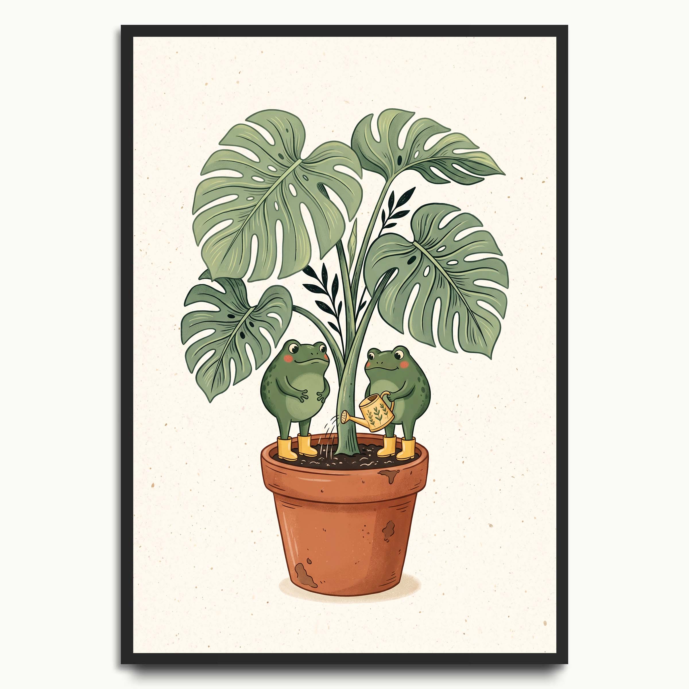 Frogs Beneath Monstera