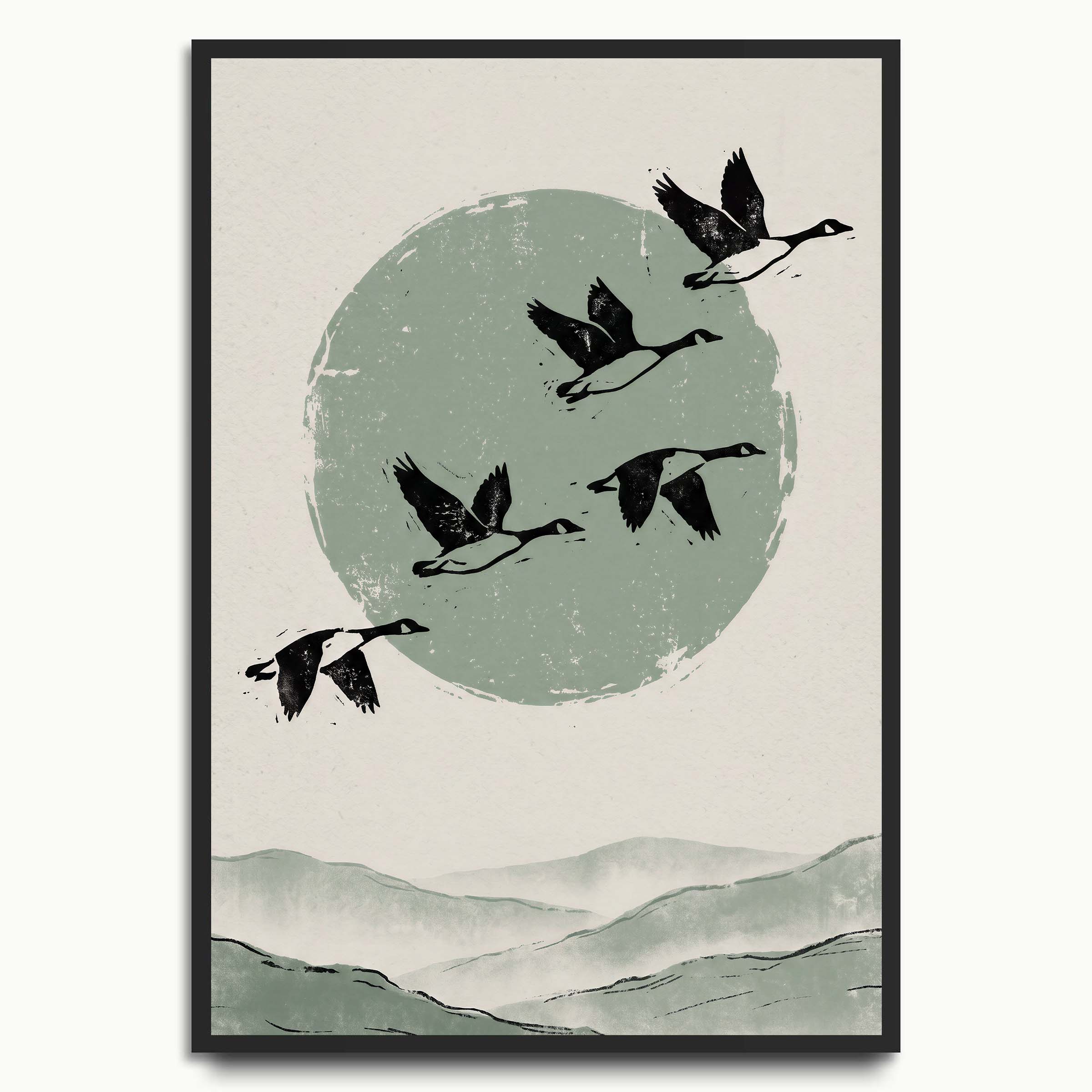 Geese Across the Moon