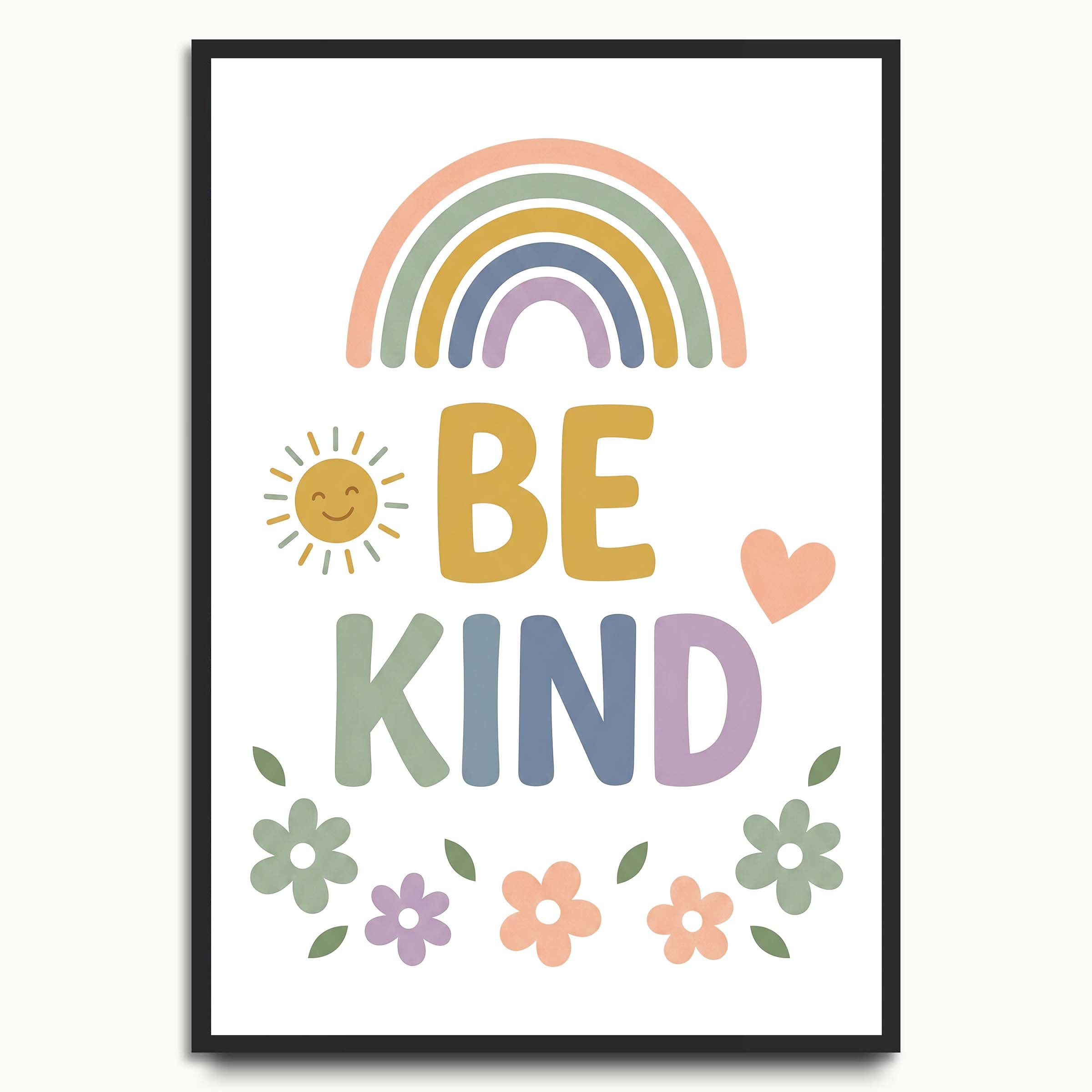 Be Kind Rainbow typography prints