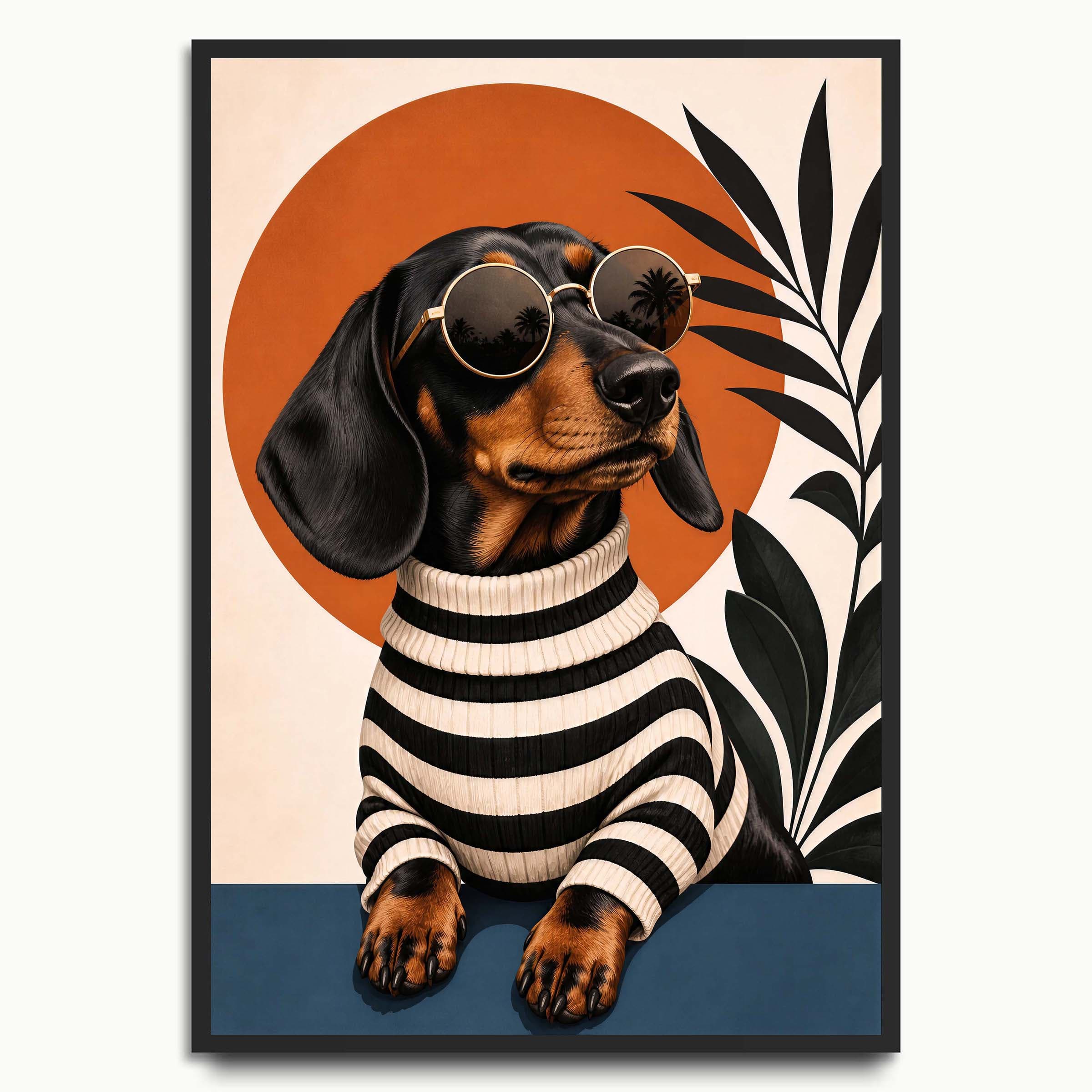 Striped Dachshund Shades dog art prints