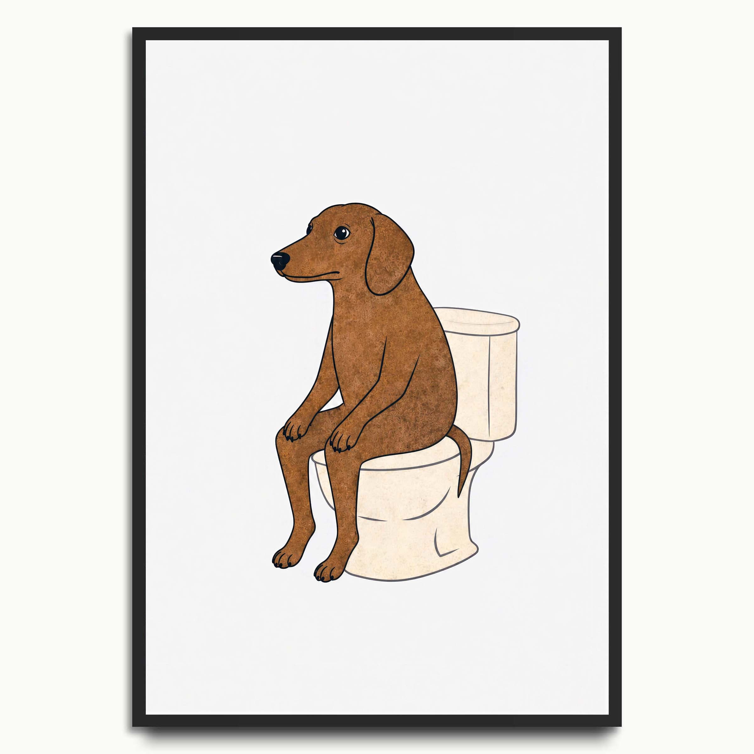 Toilet Break Dachshund dog art prints