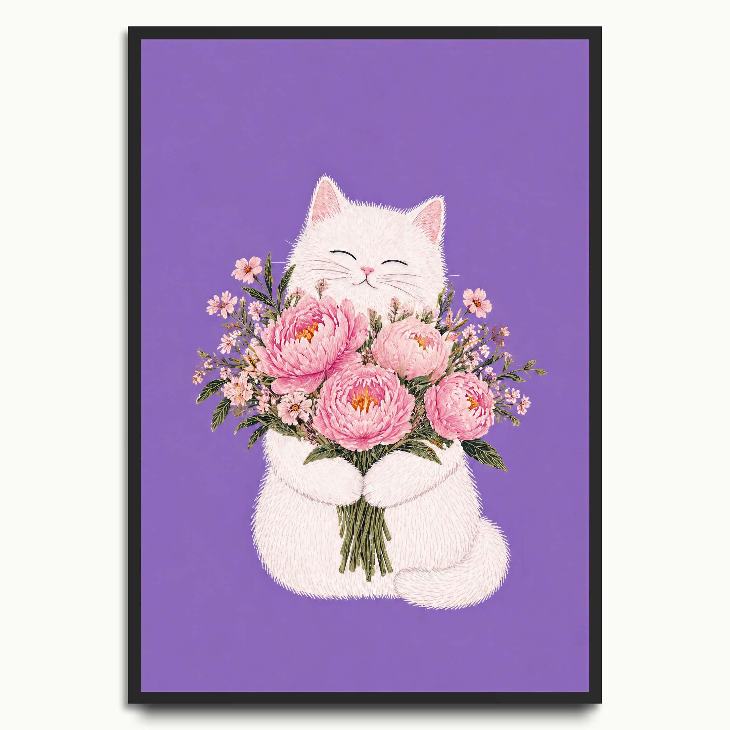 Bouquet Cat cat art prints