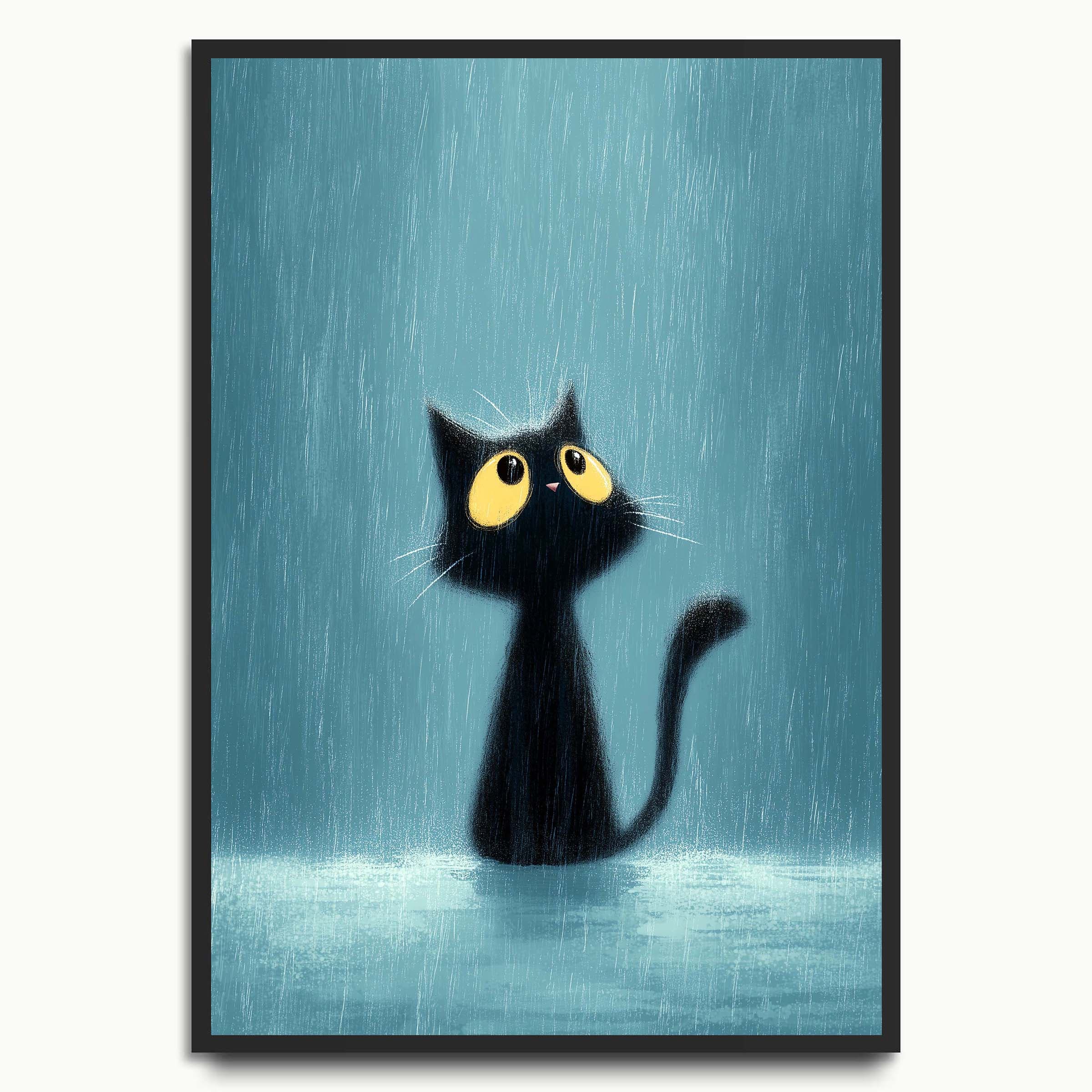 Rainy Day Black Cat cat art prints