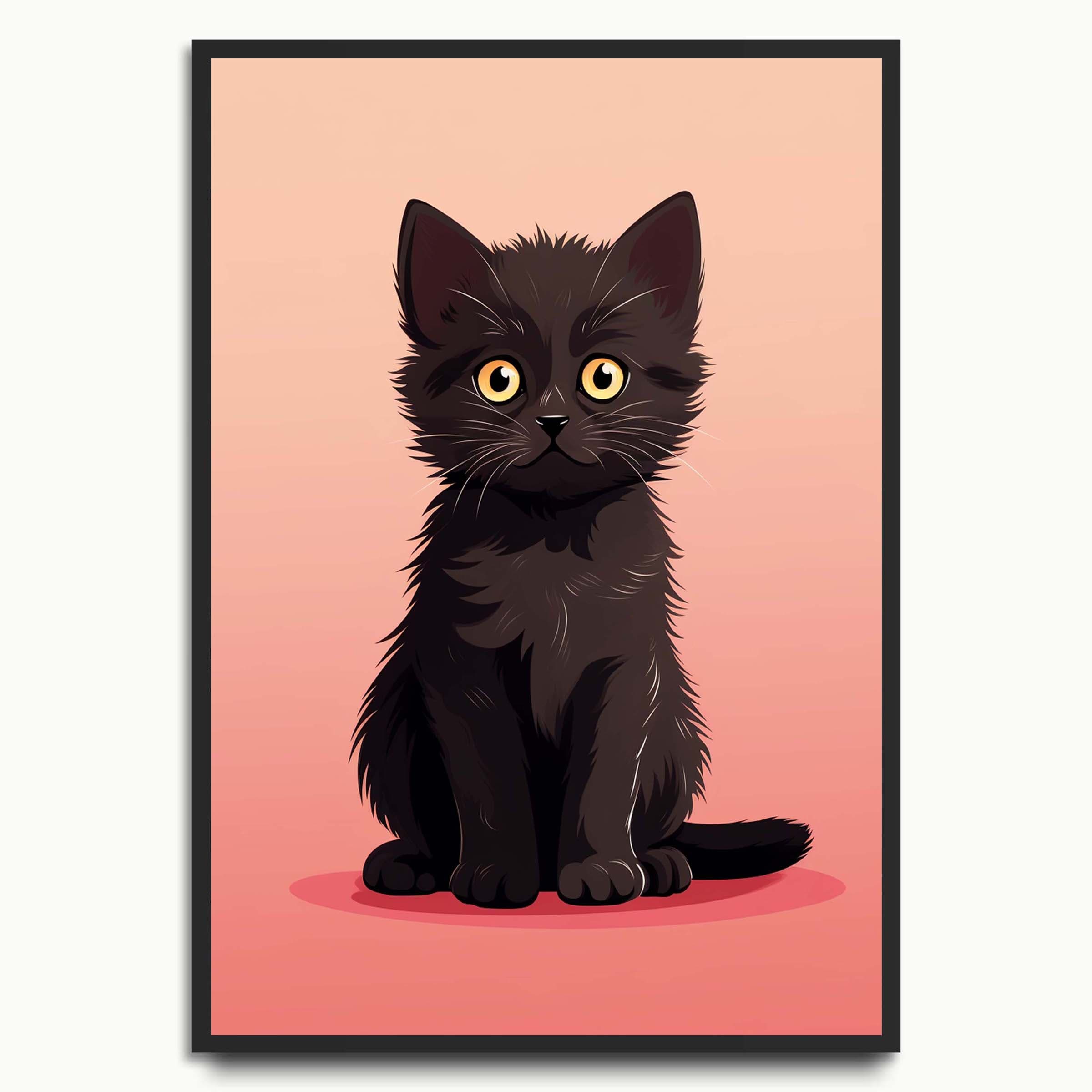 Midnight Whiskers cat art prints