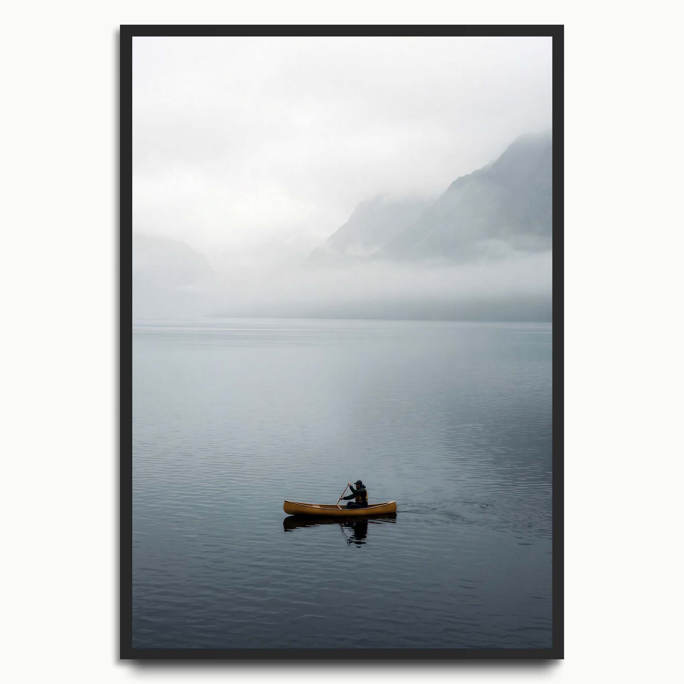 Mistbound Canoe landscape art prints