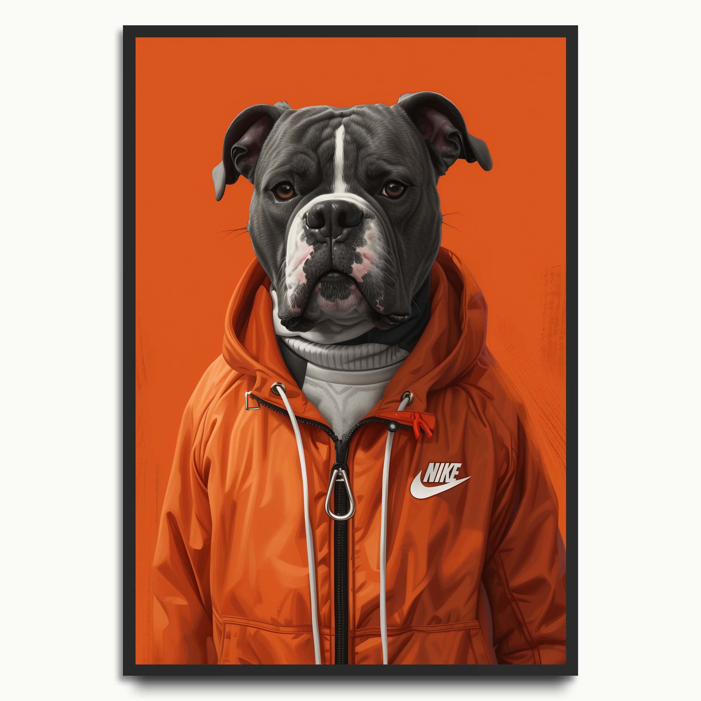 Orange Xl Bully dog art prints