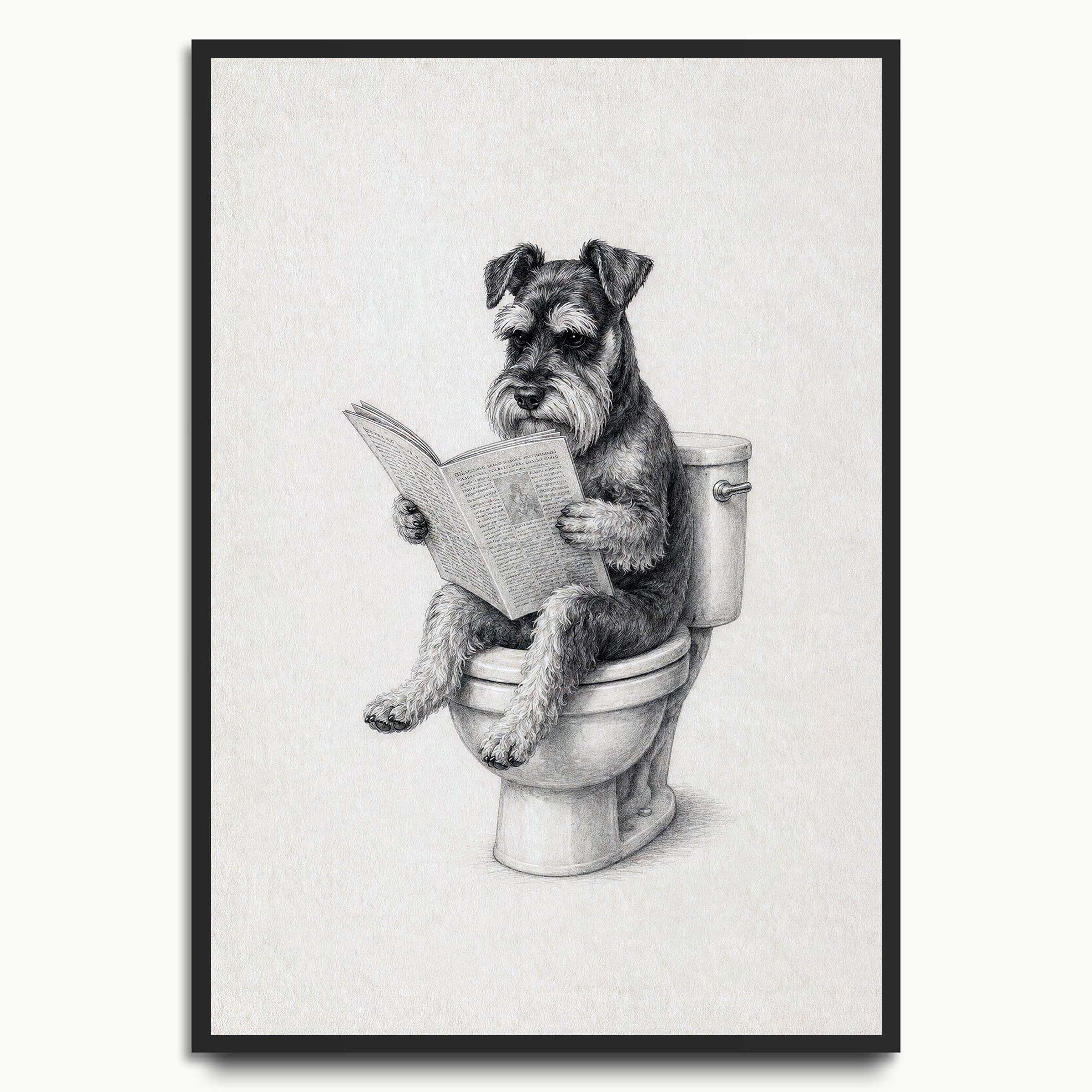 Newspaper Schnauzer dog art prints