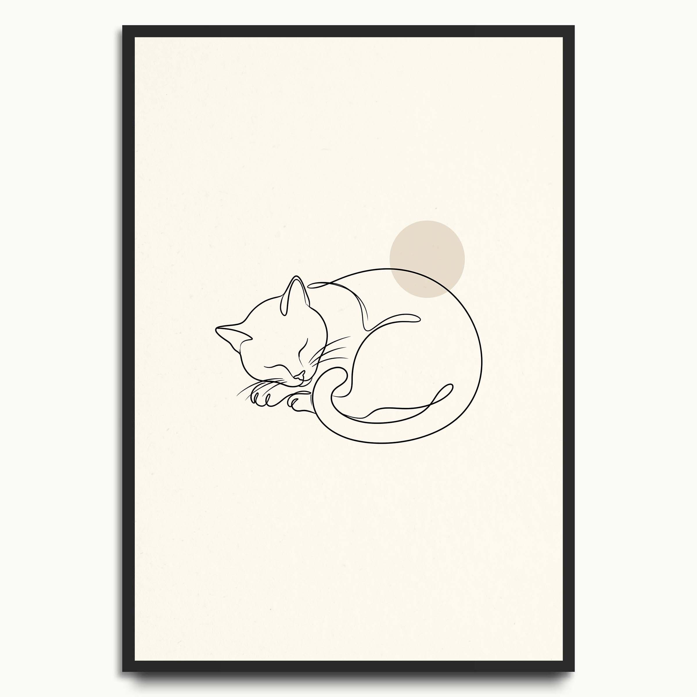 Sleeping Cat Line Study cat art prints