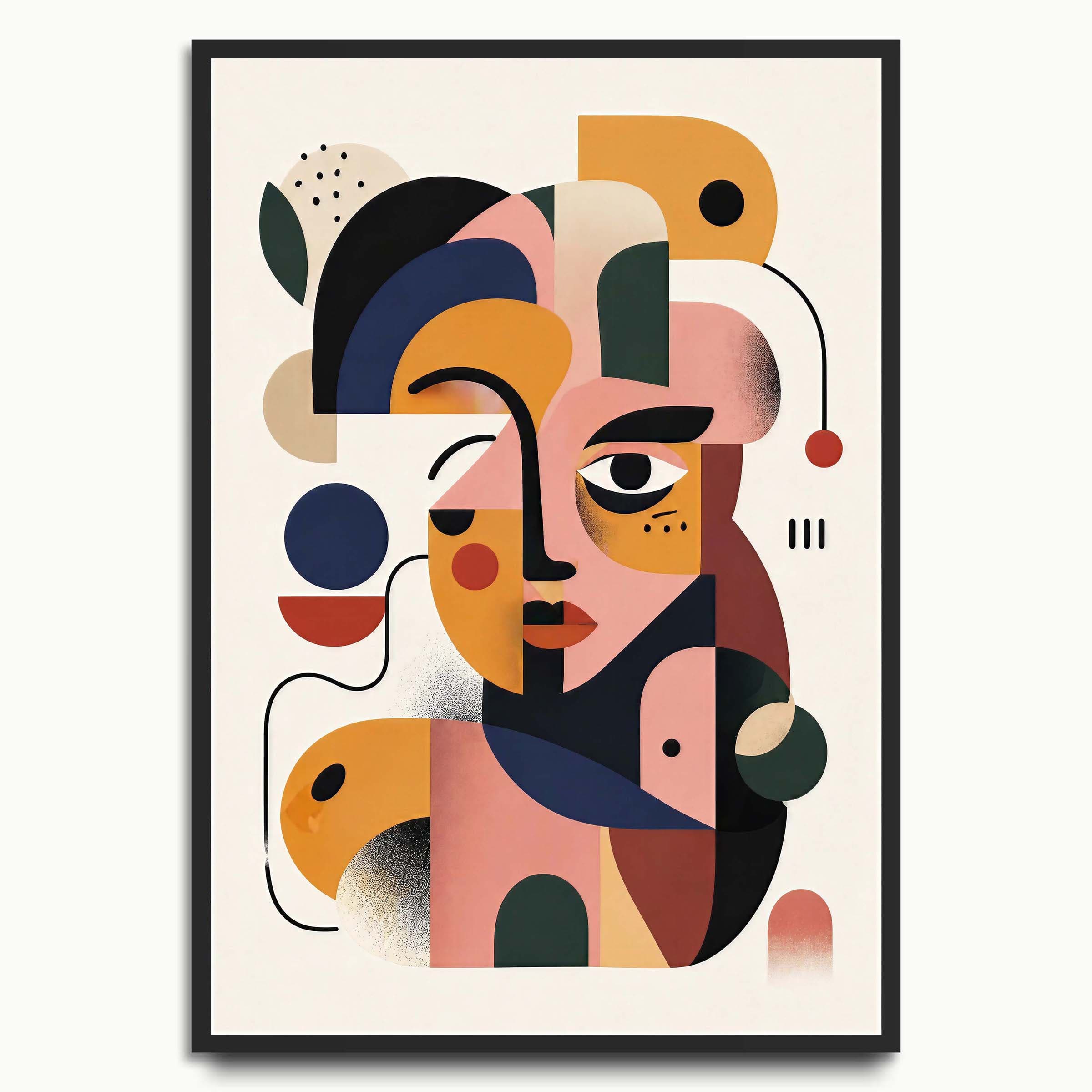 Playful Geometric Face portrait & figure prints