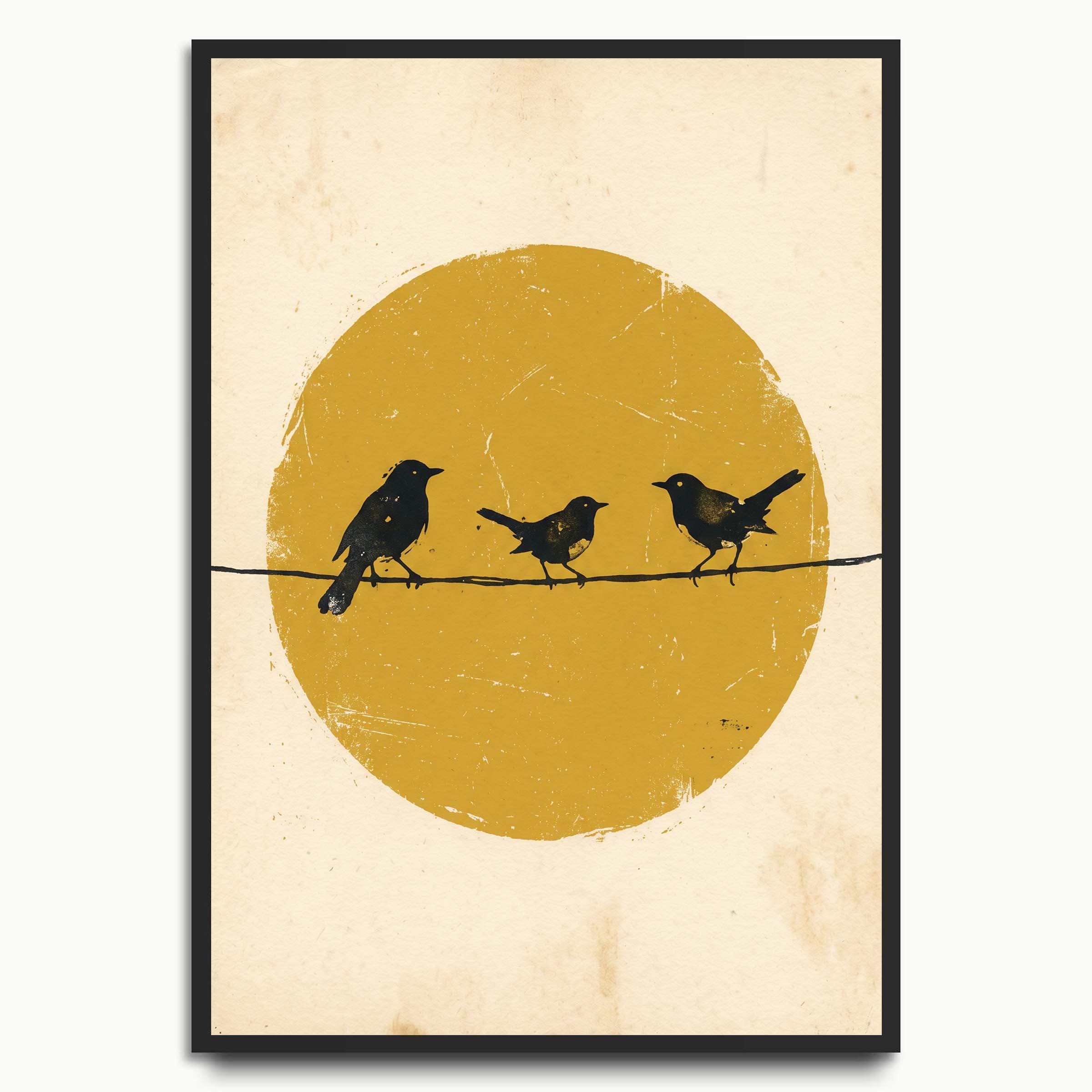Three Birds at Sunset animal art prints