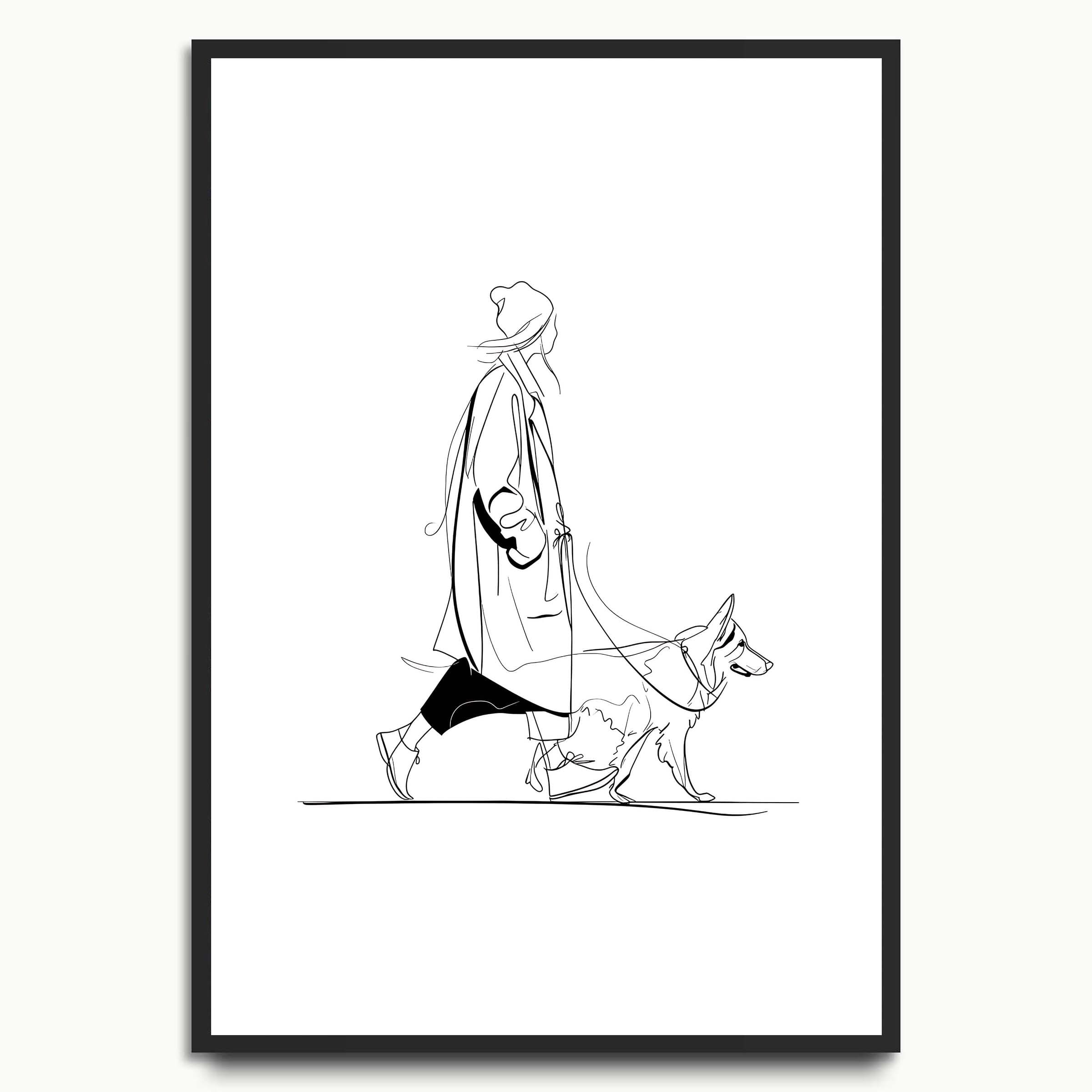 City Stroll dog art prints