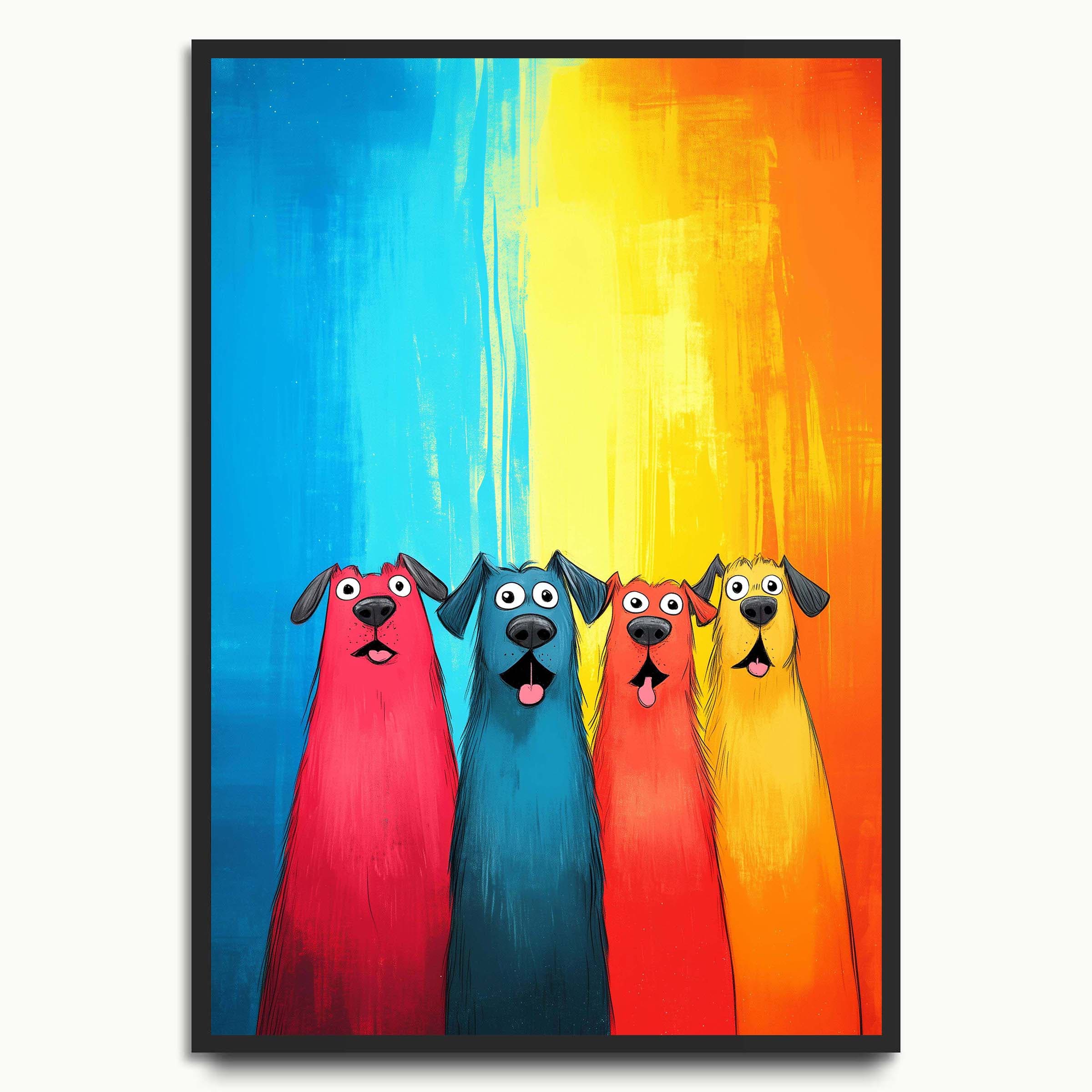 Rainbow Pups dog art prints