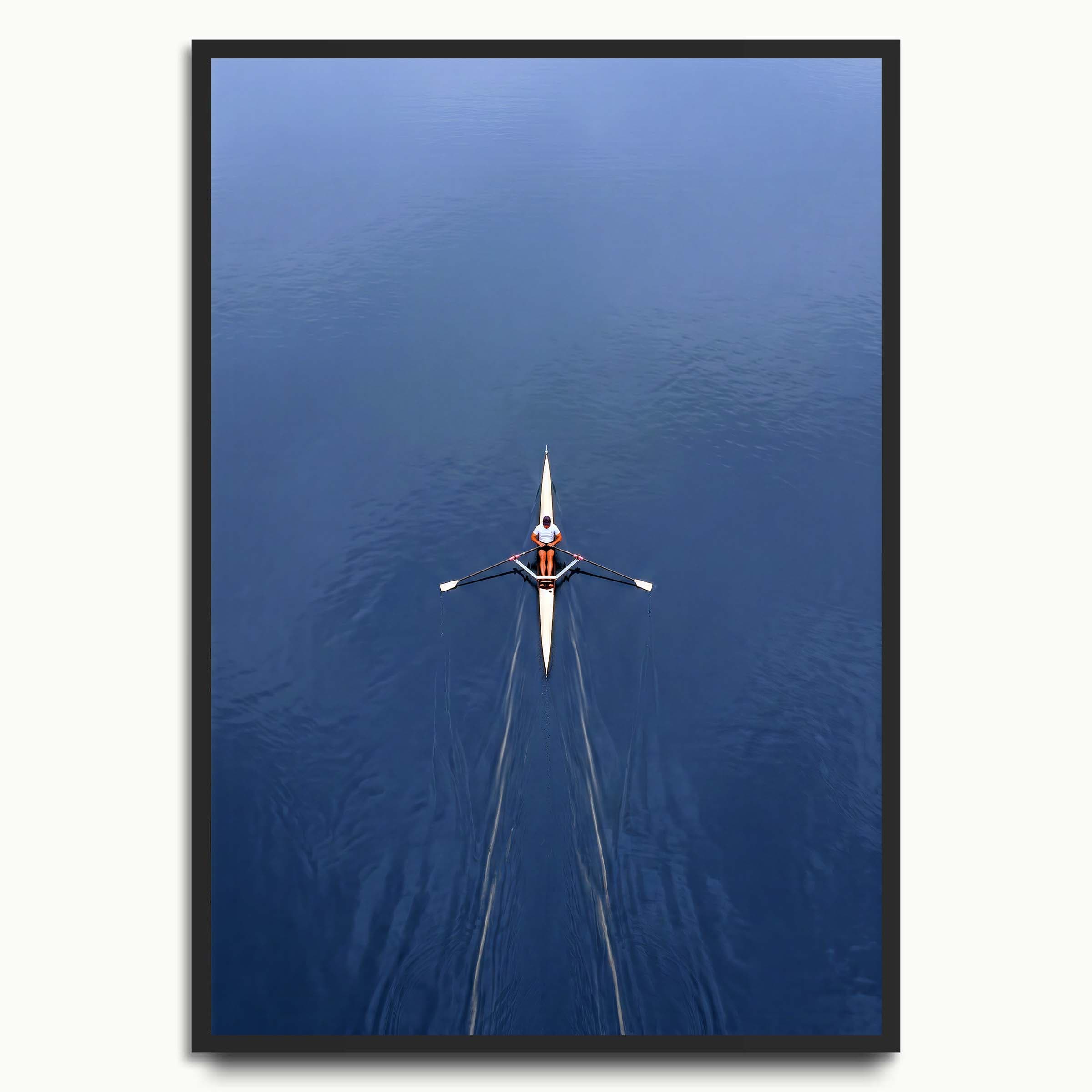 Lone Rower Blue landscape art prints