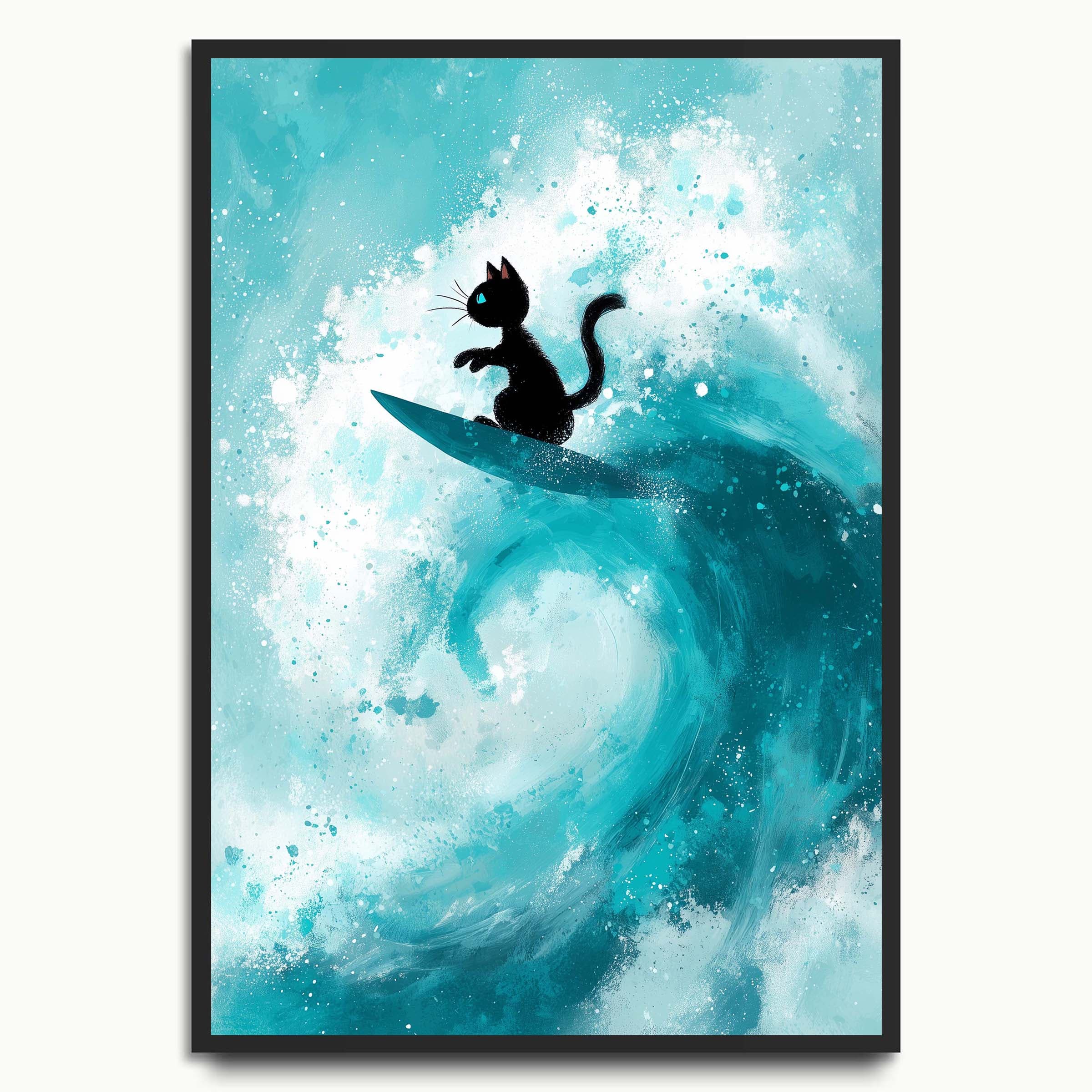 Surfing Cat Wave cat art prints