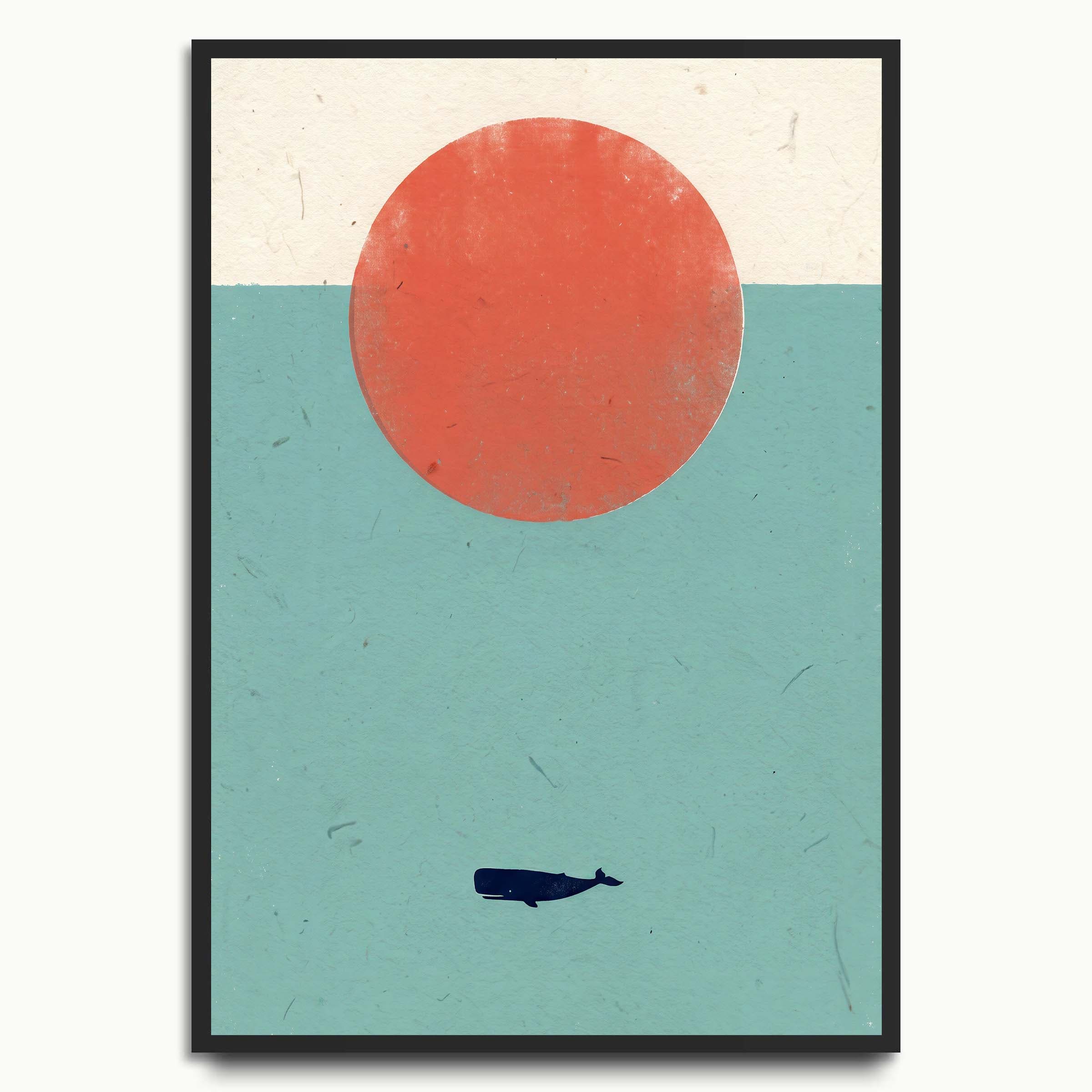 Red Sun Blue Sea landscape art prints
