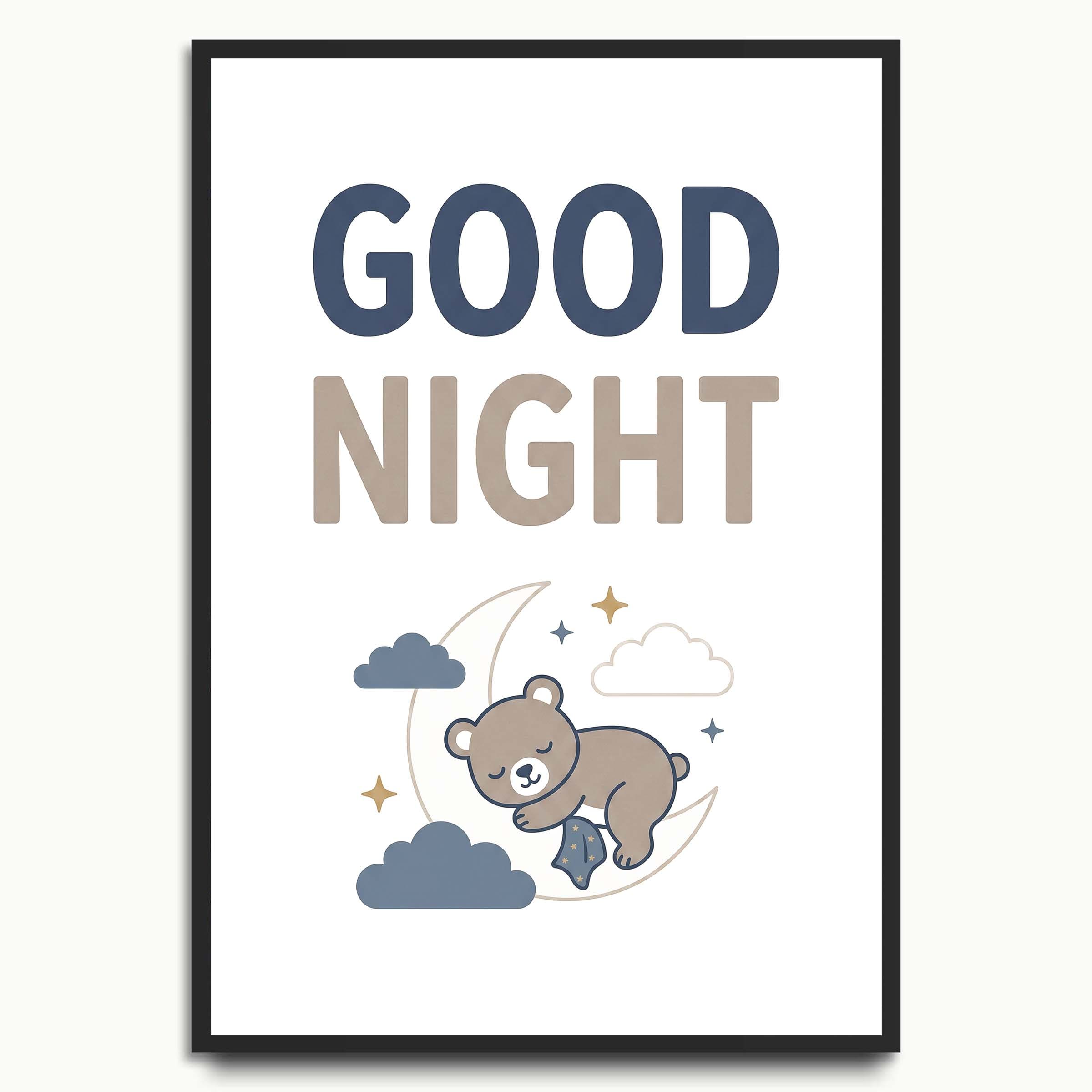 Good Night Little Bear typography prints