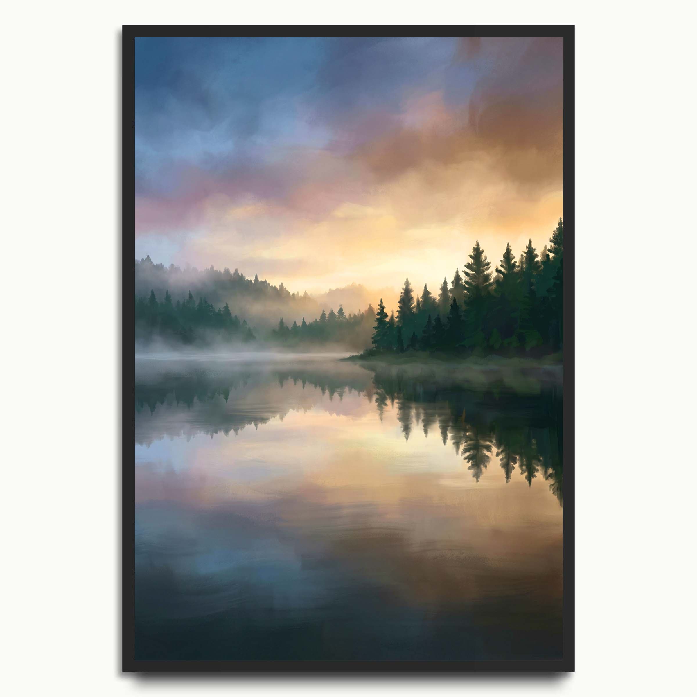 Forest Lake Dawn landscape art prints