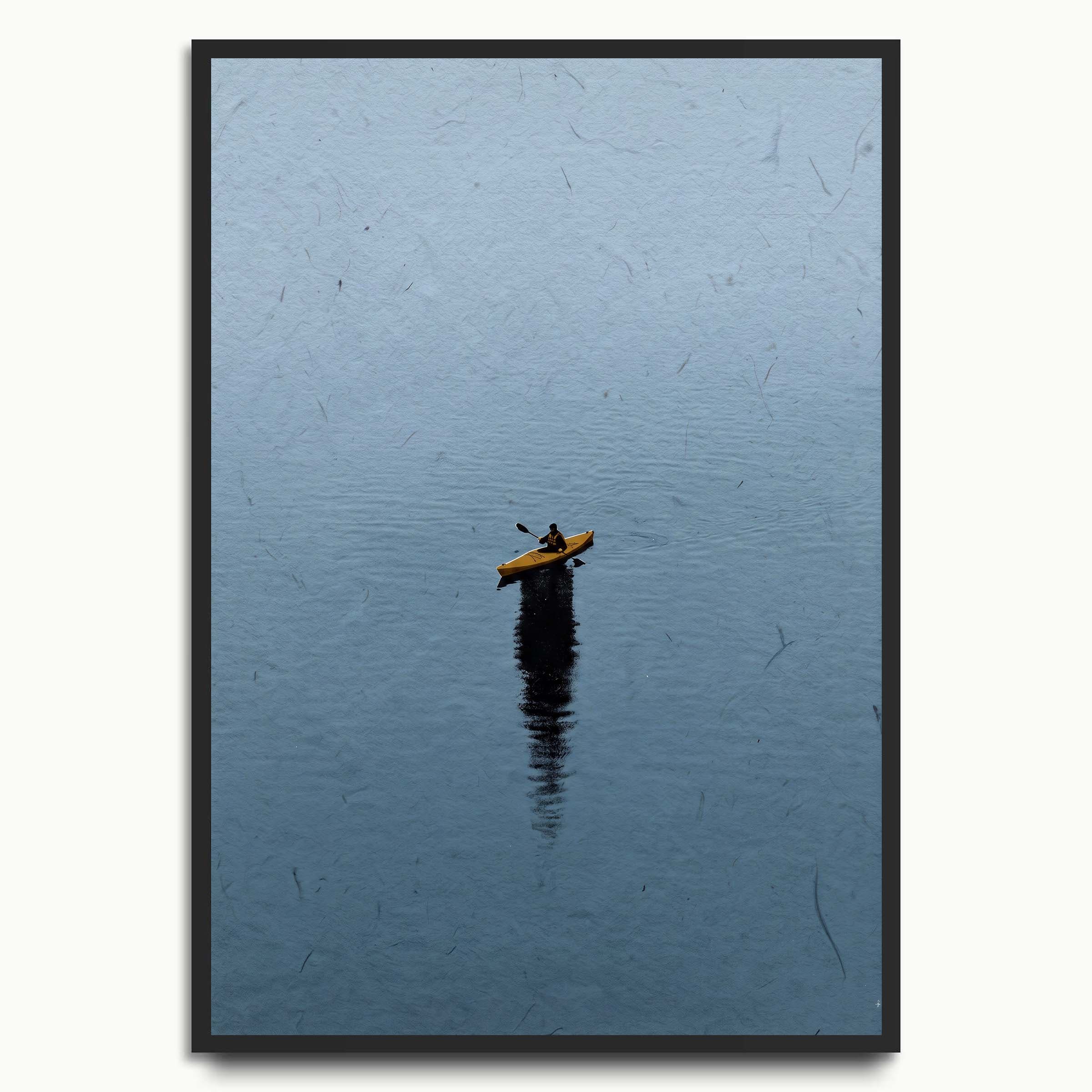 Lone Kayak Blue landscape art prints