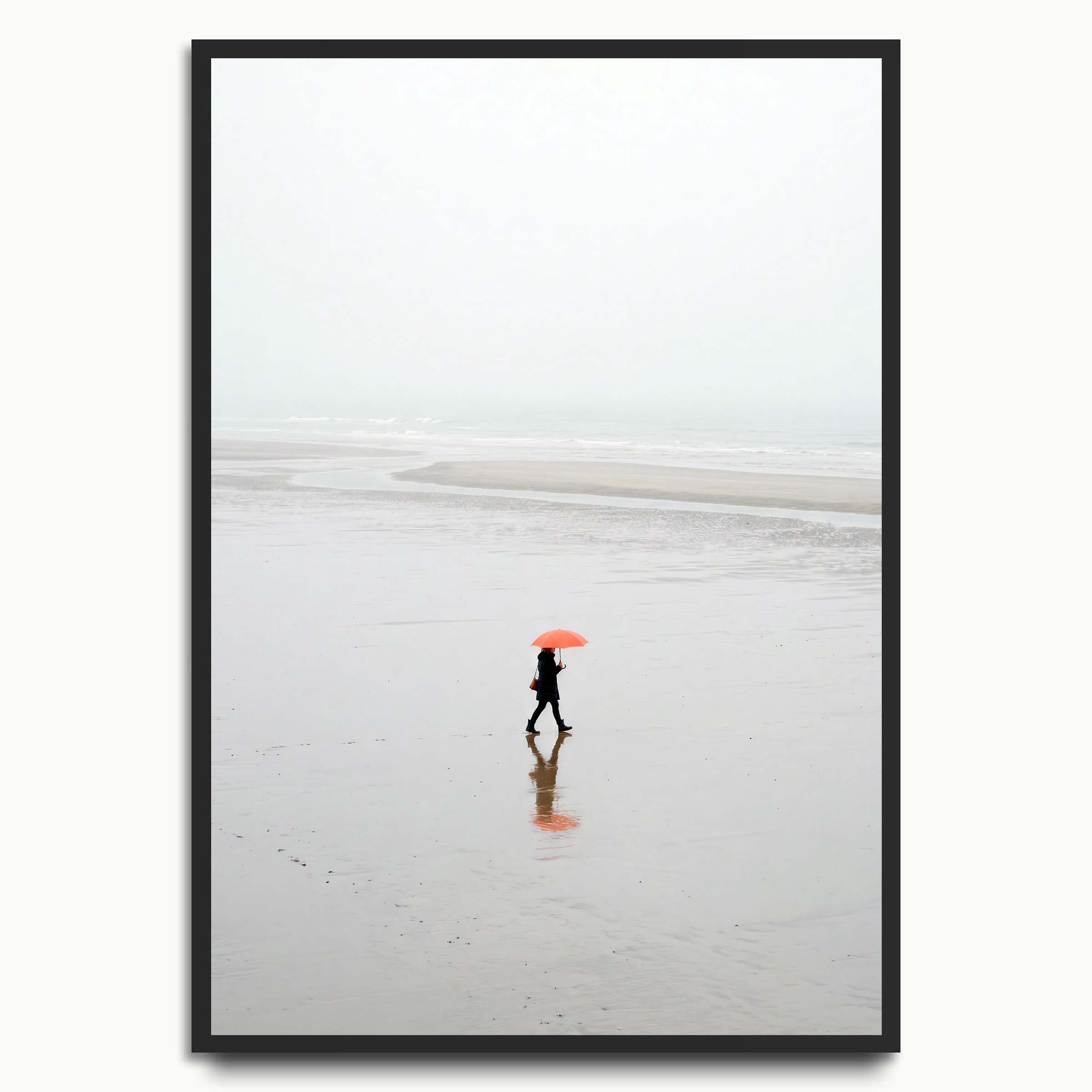 Red Umbrella Shore landscape art prints