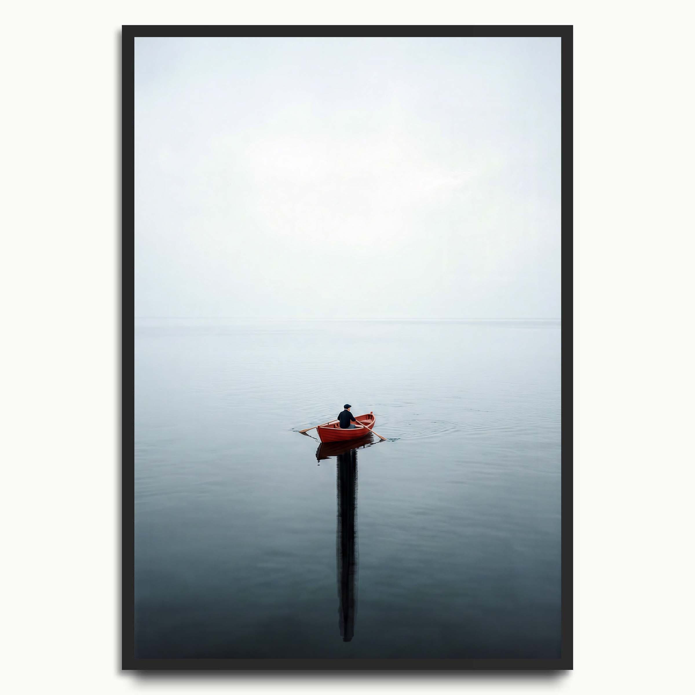 Red Canoe Stillness landscape art prints