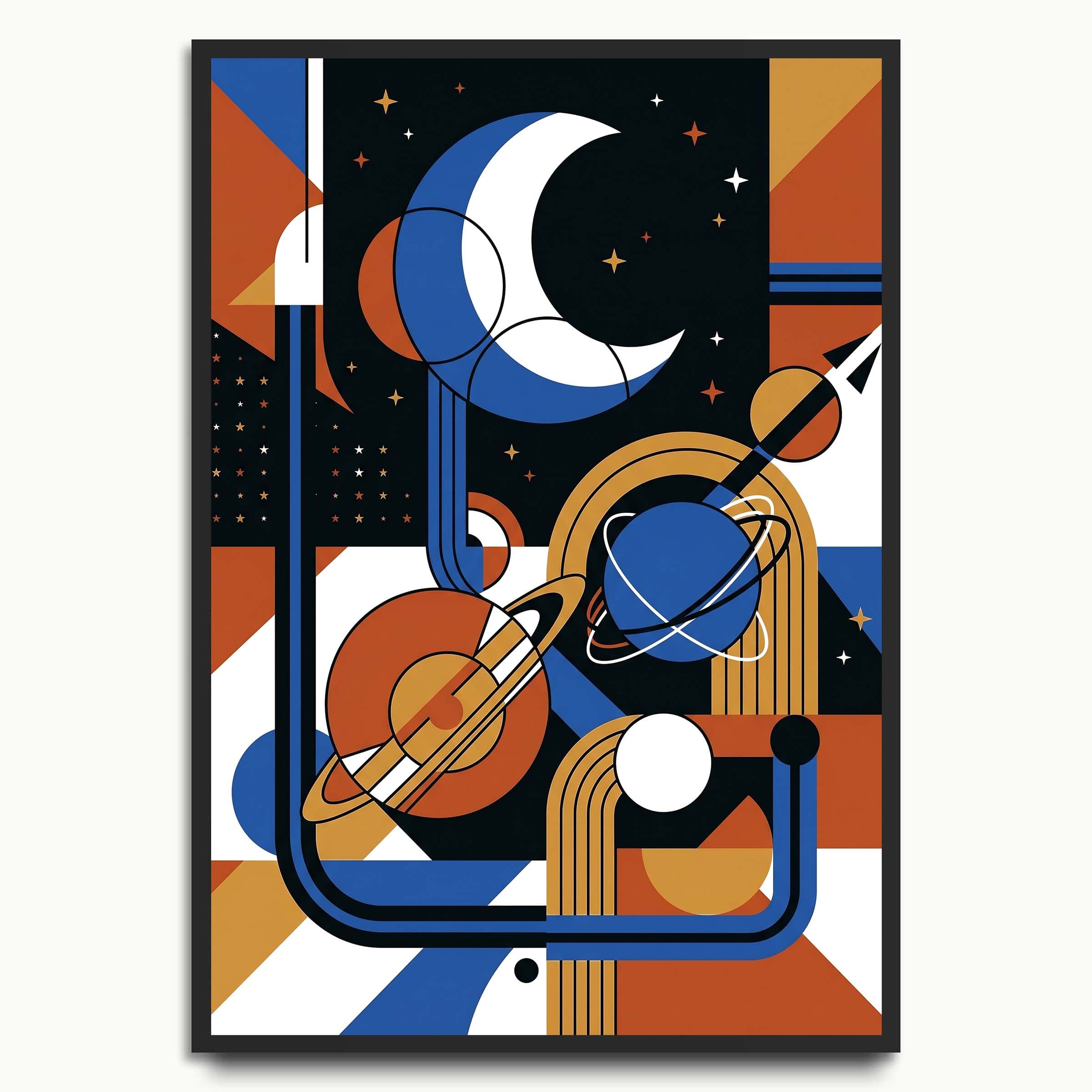 Retro Moon Geometry space & celestial prints
