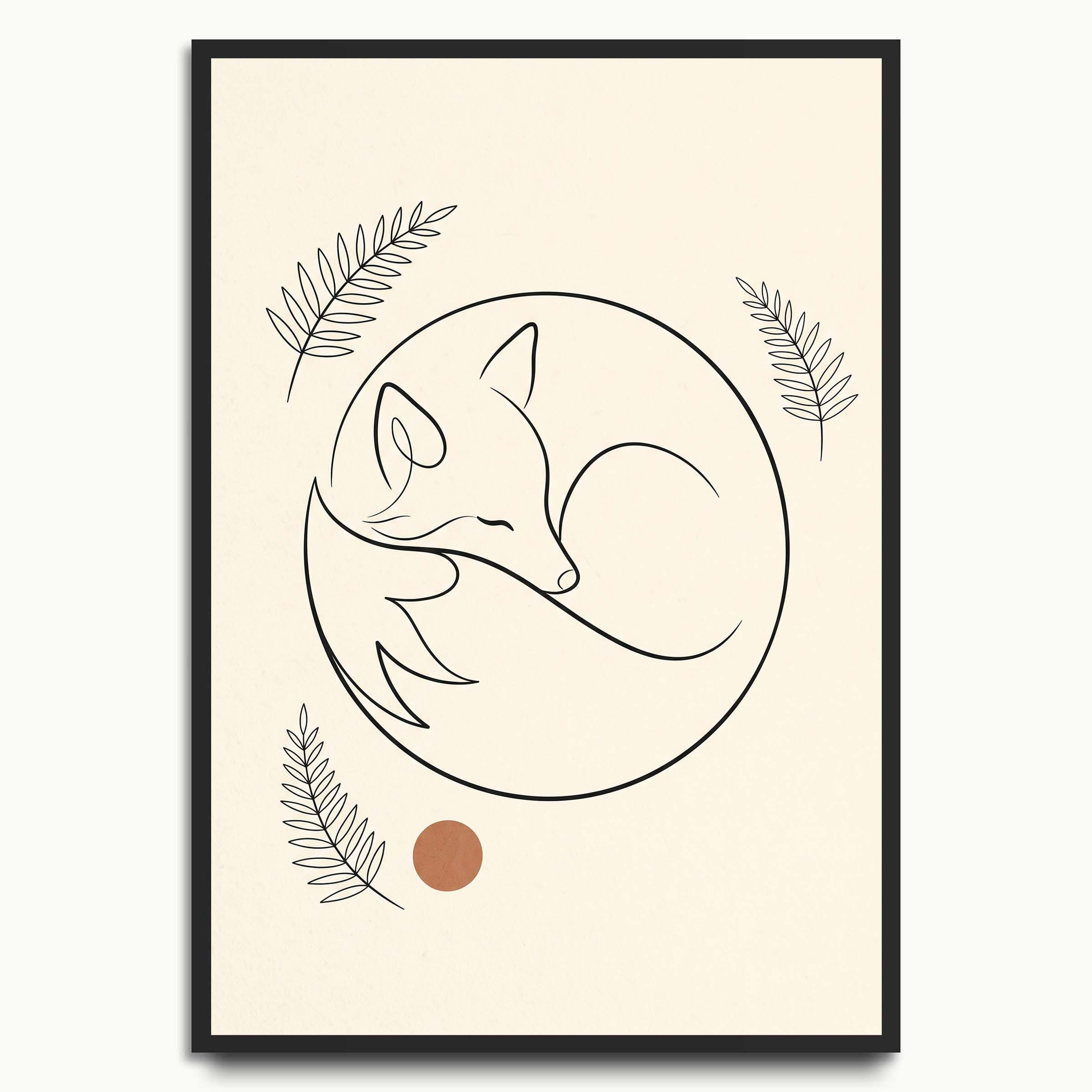 Sleeping Fox Circle animal art prints