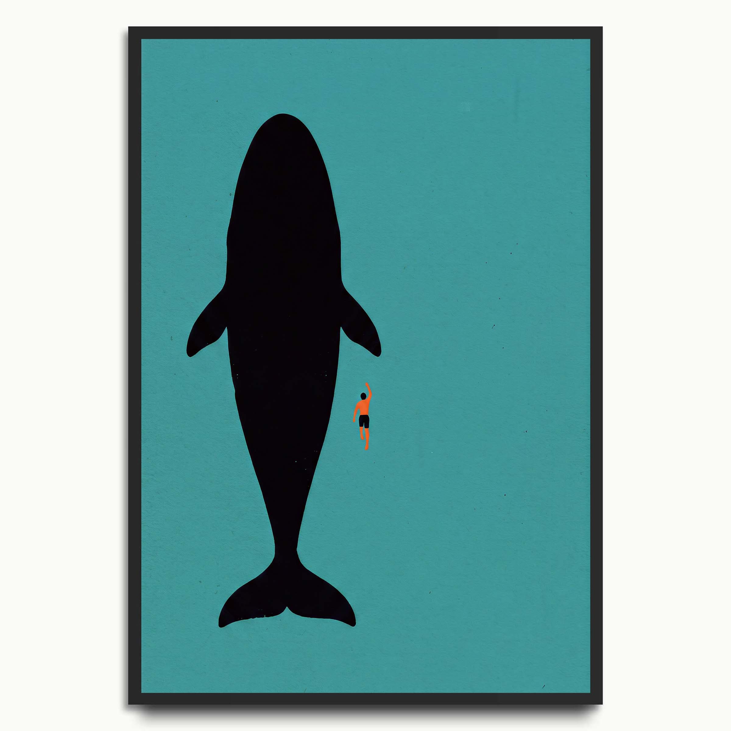 Orca and Swimmer animal art prints