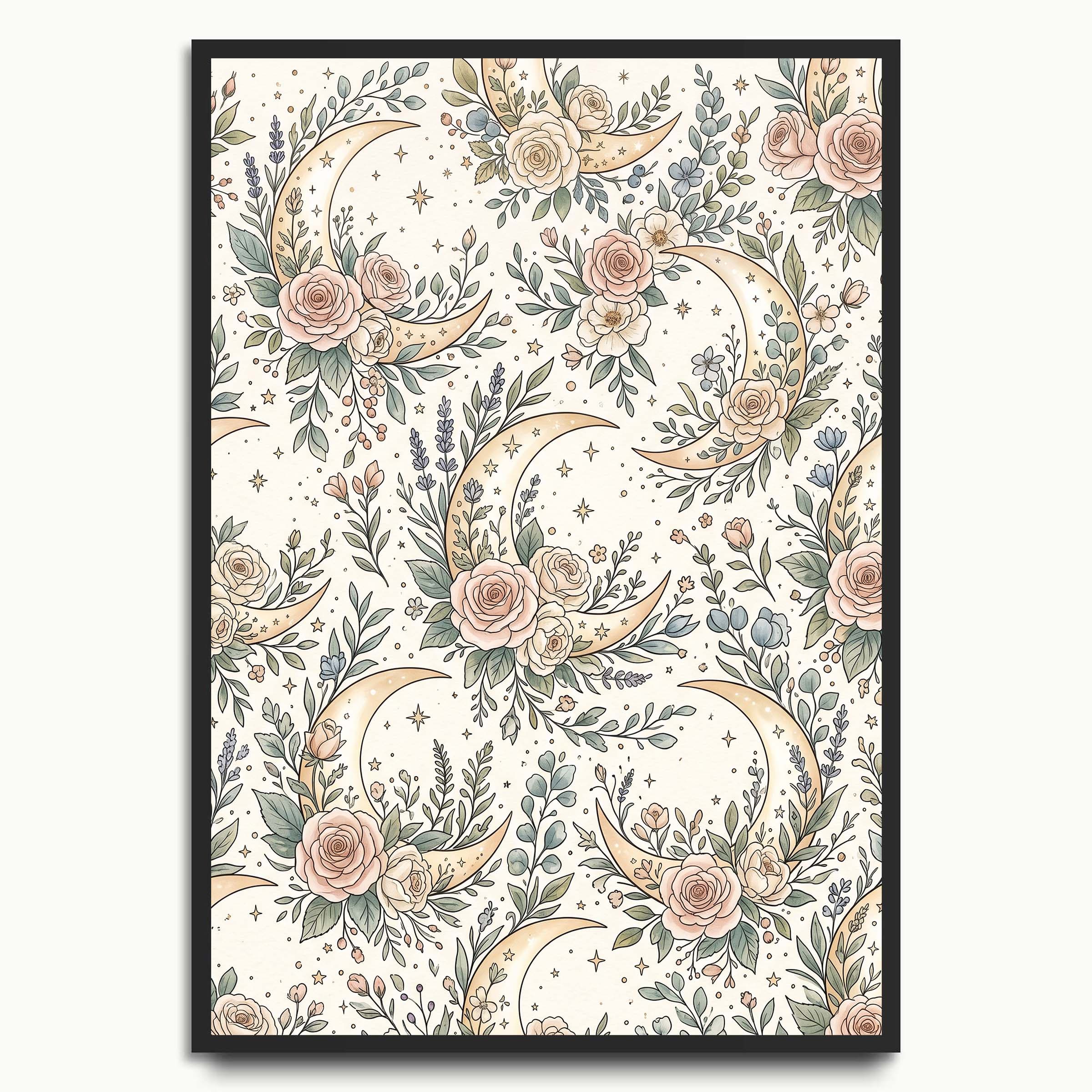 Moonlit Rose Pattern botanical & flower prints