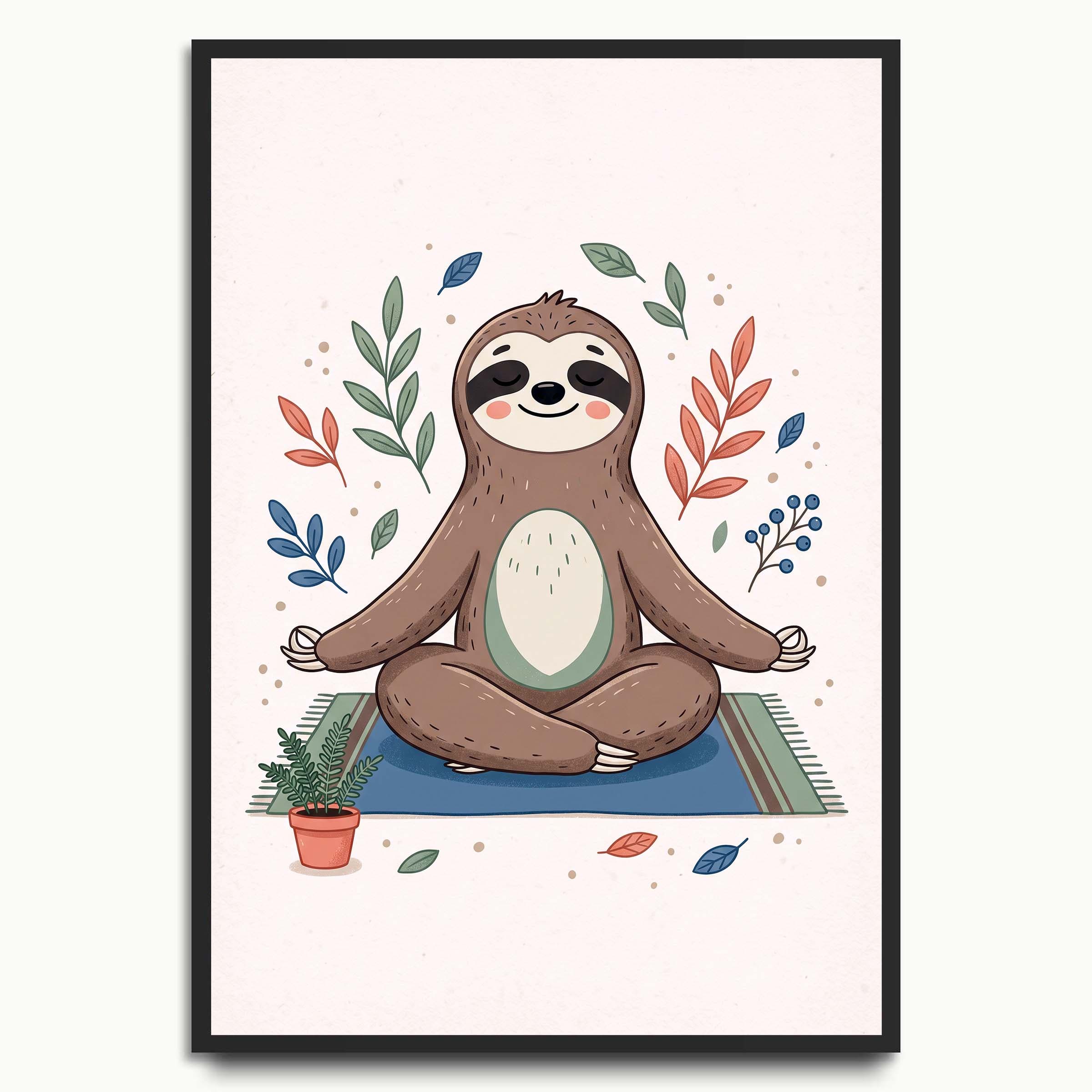Mindful Sloth animal art prints